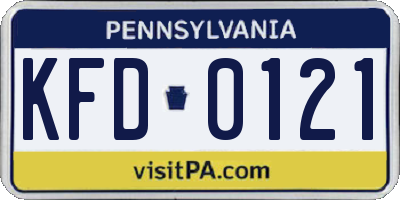 PA license plate KFD0121