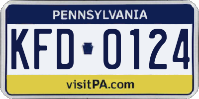 PA license plate KFD0124