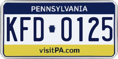 PA license plate KFD0125