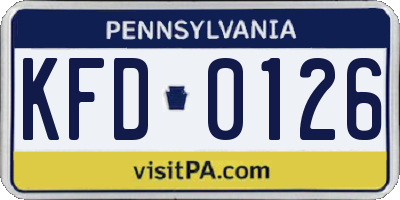 PA license plate KFD0126