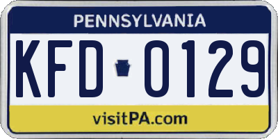 PA license plate KFD0129