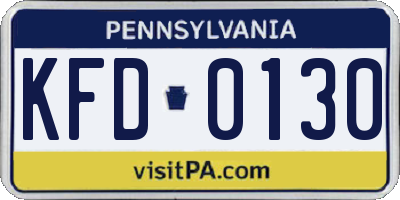 PA license plate KFD0130