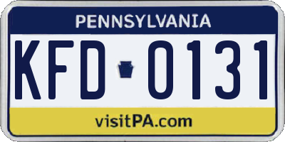 PA license plate KFD0131