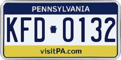PA license plate KFD0132