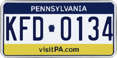 PA license plate KFD0134