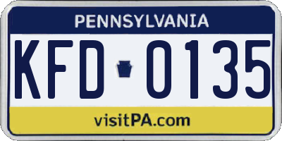 PA license plate KFD0135