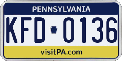 PA license plate KFD0136