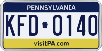 PA license plate KFD0140