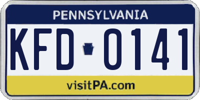 PA license plate KFD0141
