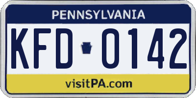 PA license plate KFD0142