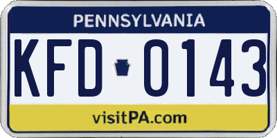 PA license plate KFD0143