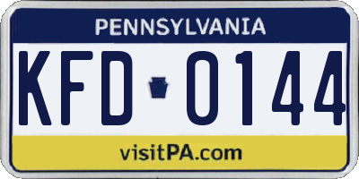 PA license plate KFD0144