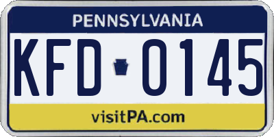 PA license plate KFD0145