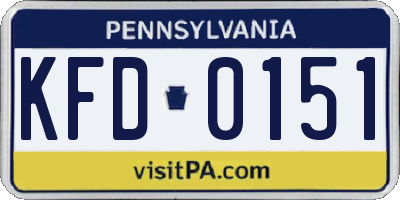 PA license plate KFD0151