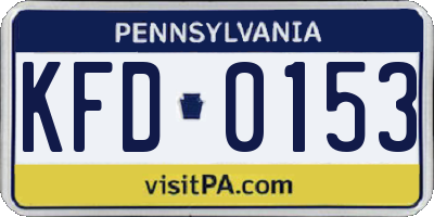 PA license plate KFD0153