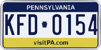 PA license plate KFD0154