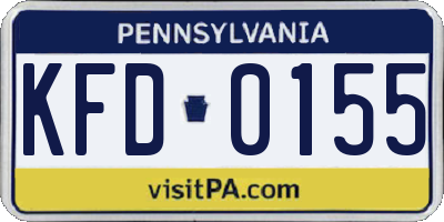 PA license plate KFD0155