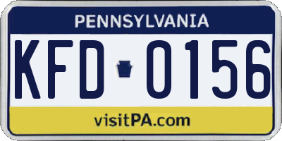 PA license plate KFD0156