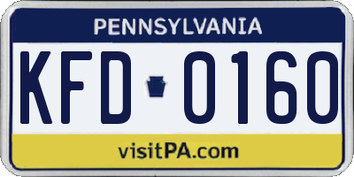 PA license plate KFD0160