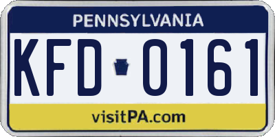 PA license plate KFD0161