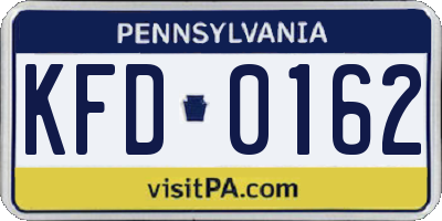PA license plate KFD0162