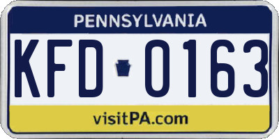 PA license plate KFD0163
