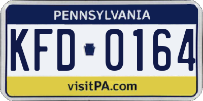 PA license plate KFD0164