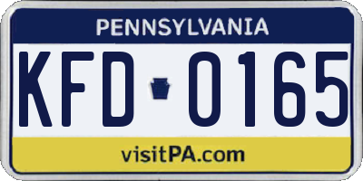 PA license plate KFD0165