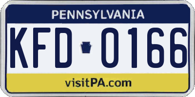 PA license plate KFD0166