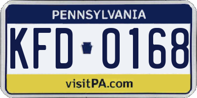 PA license plate KFD0168
