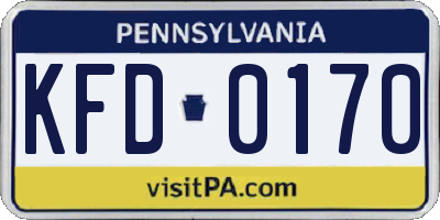 PA license plate KFD0170