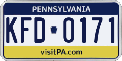 PA license plate KFD0171