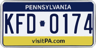 PA license plate KFD0174