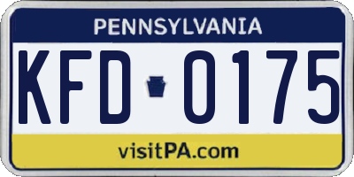 PA license plate KFD0175