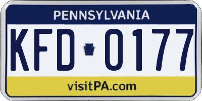 PA license plate KFD0177