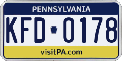 PA license plate KFD0178