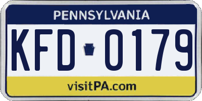 PA license plate KFD0179
