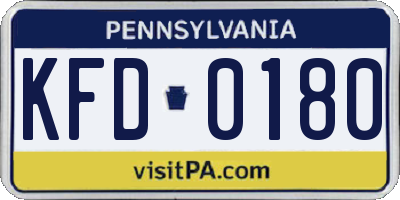 PA license plate KFD0180
