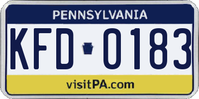 PA license plate KFD0183