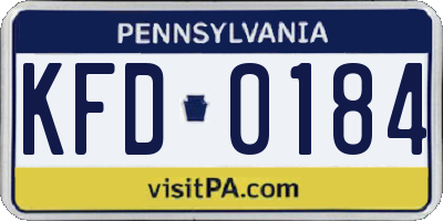 PA license plate KFD0184