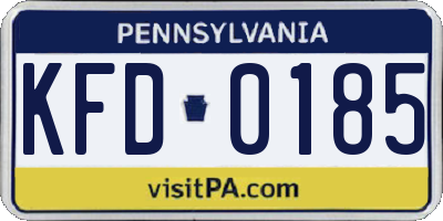 PA license plate KFD0185