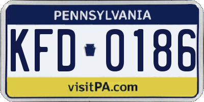 PA license plate KFD0186