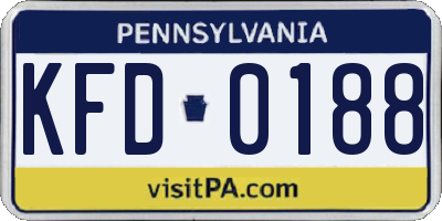 PA license plate KFD0188