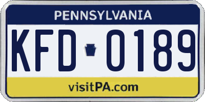PA license plate KFD0189