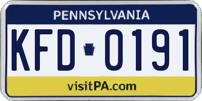PA license plate KFD0191