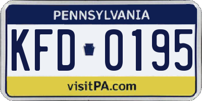 PA license plate KFD0195