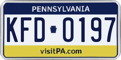PA license plate KFD0197