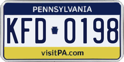 PA license plate KFD0198