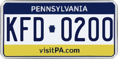 PA license plate KFD0200