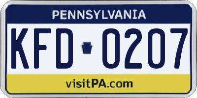 PA license plate KFD0207